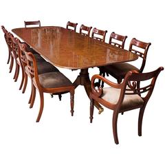 Burr Walnut Regency Style Dining Table and 12 Tulip Back Chairs
