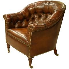 Antique 19th Century Leather Tub Chair