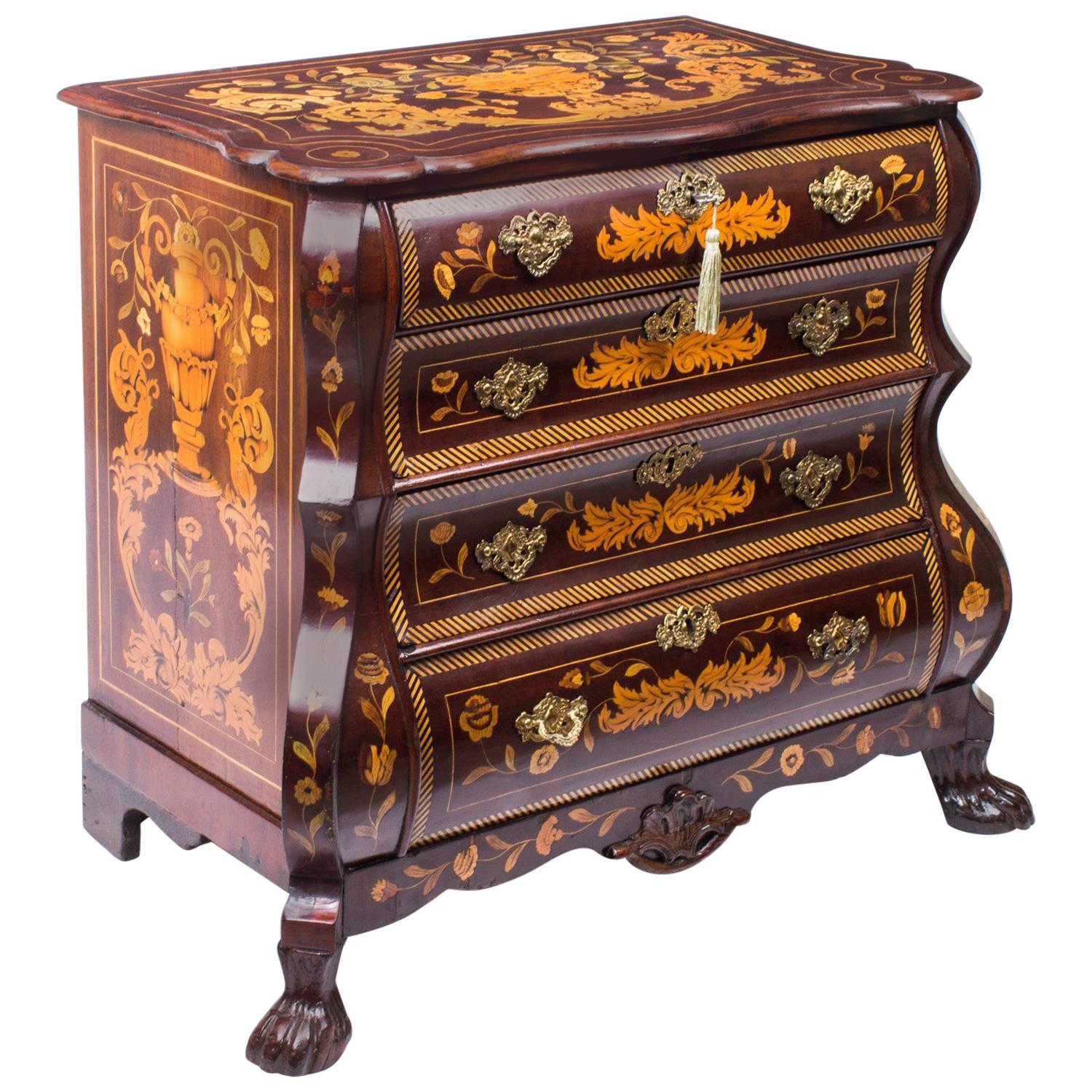 18th Century Dutch Marquetry Walnut Chest of Drawers