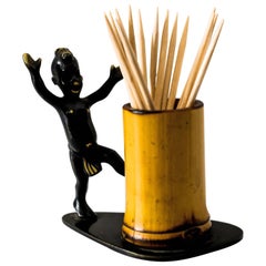 Vintage Toothpick Holder with African Boy by Richard Rohac