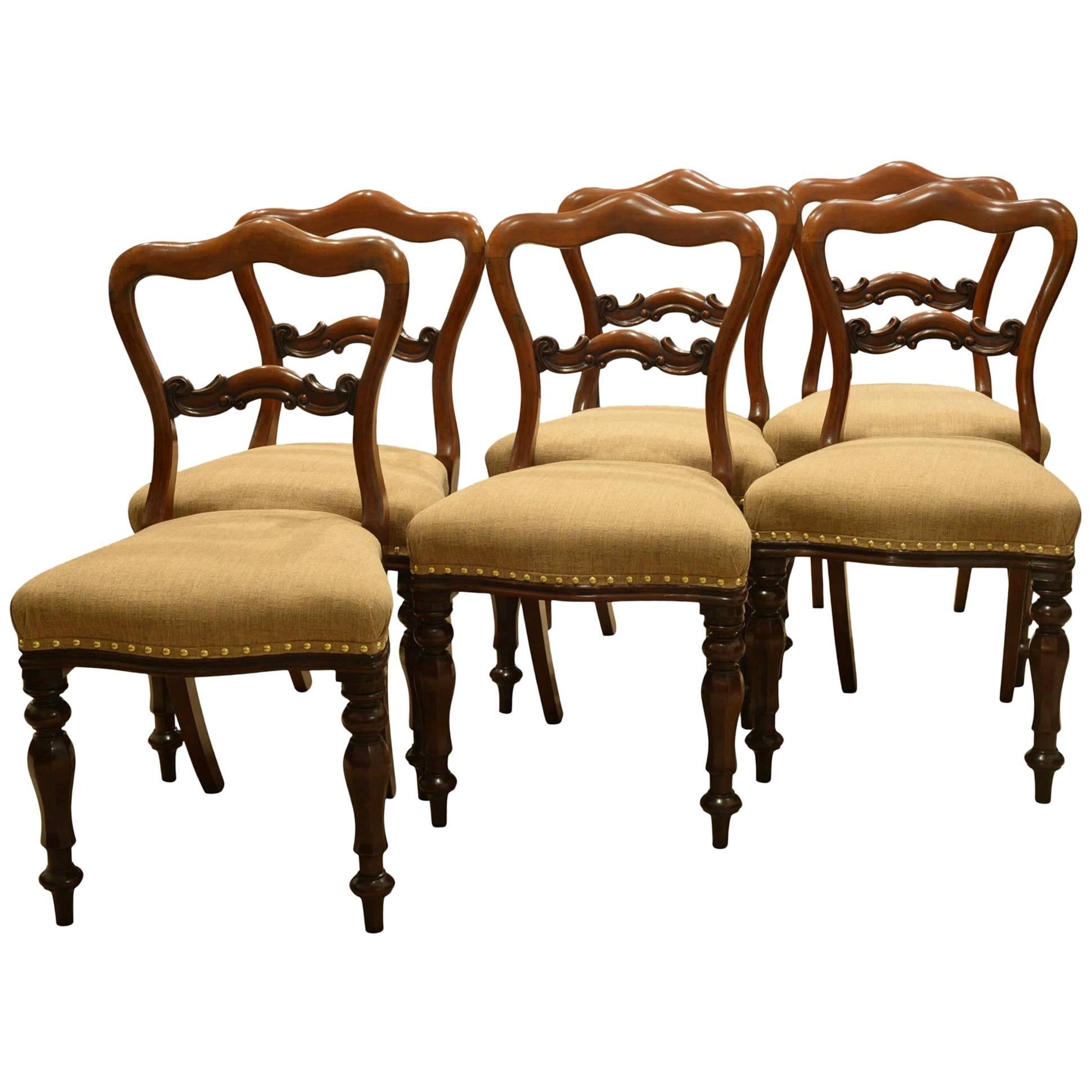 Set of Six Mahogany Victorian Period Chairs For Sale