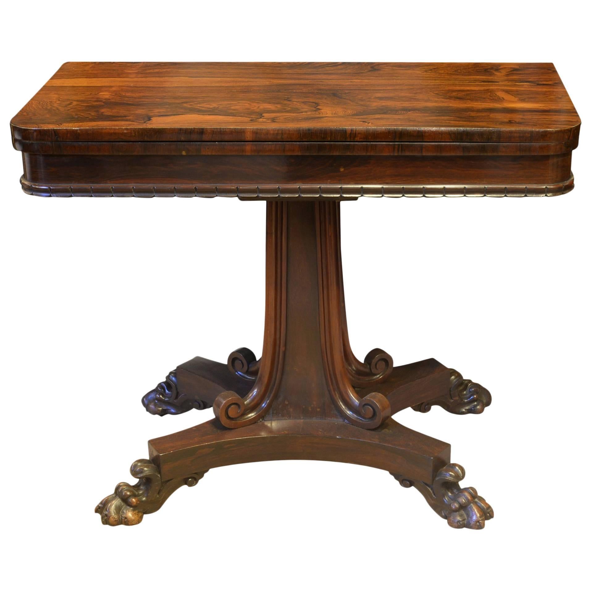 Rosewood Card Table Stamped William Priest For Sale