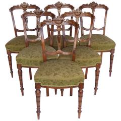Set of Six Late Victorian Walnut Dining Chairs