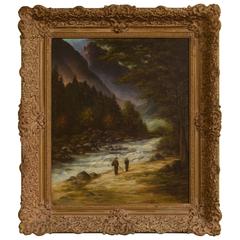 Mountainous River Landscape Oil on Canvas 7