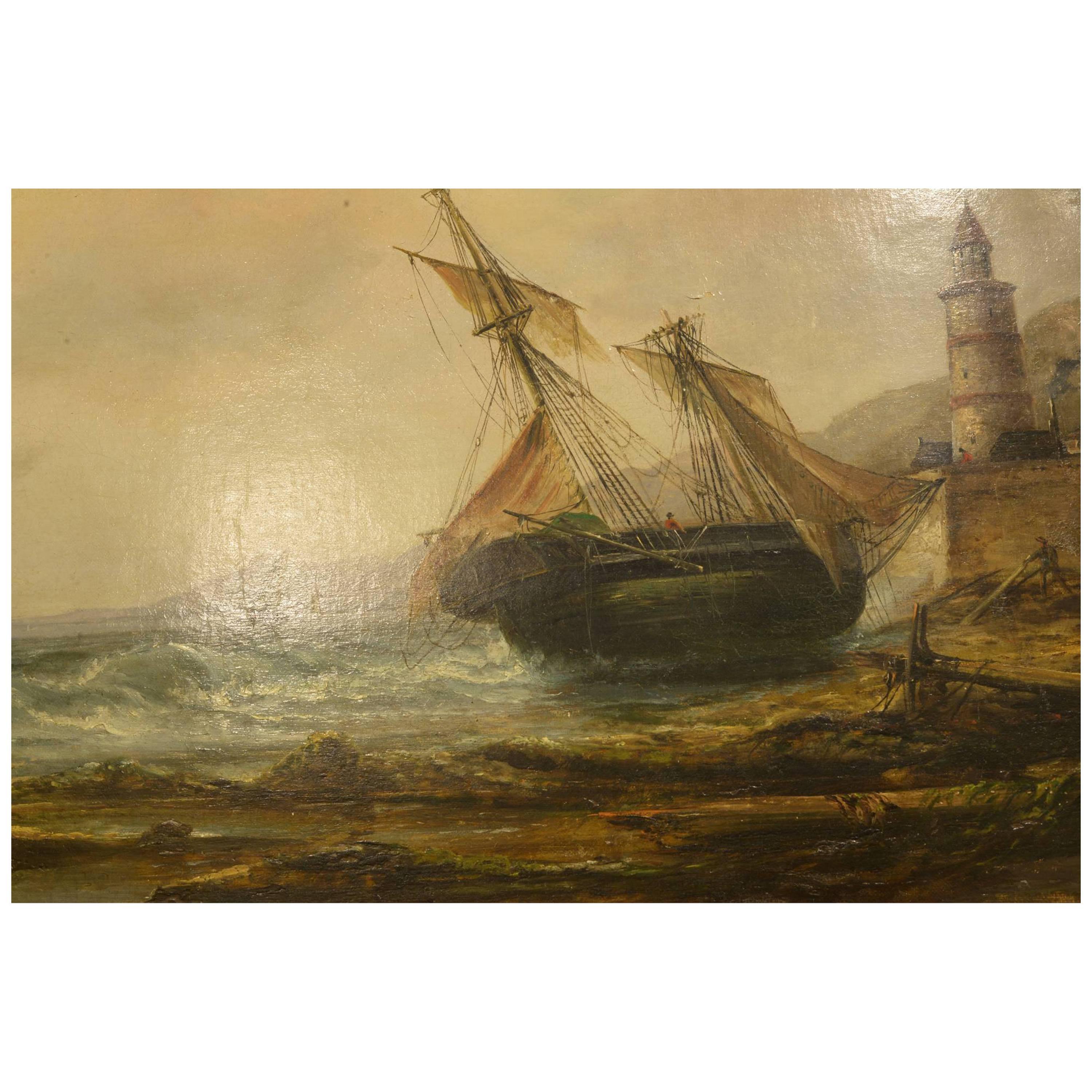 Millson Hunt Oil Painting of Seascape For Sale