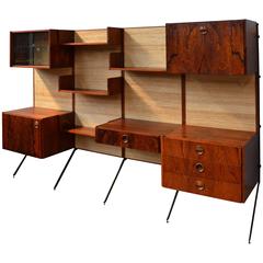 Vintage Rare Brazilian Rosewood Wall Unit by Fristho, circa 1950