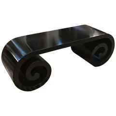 Very Chic Black Scroll Motife Mid-Century Modern Coffee Table