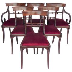 Set Six Regency Sabre Leg Mahogany Dining Chairs