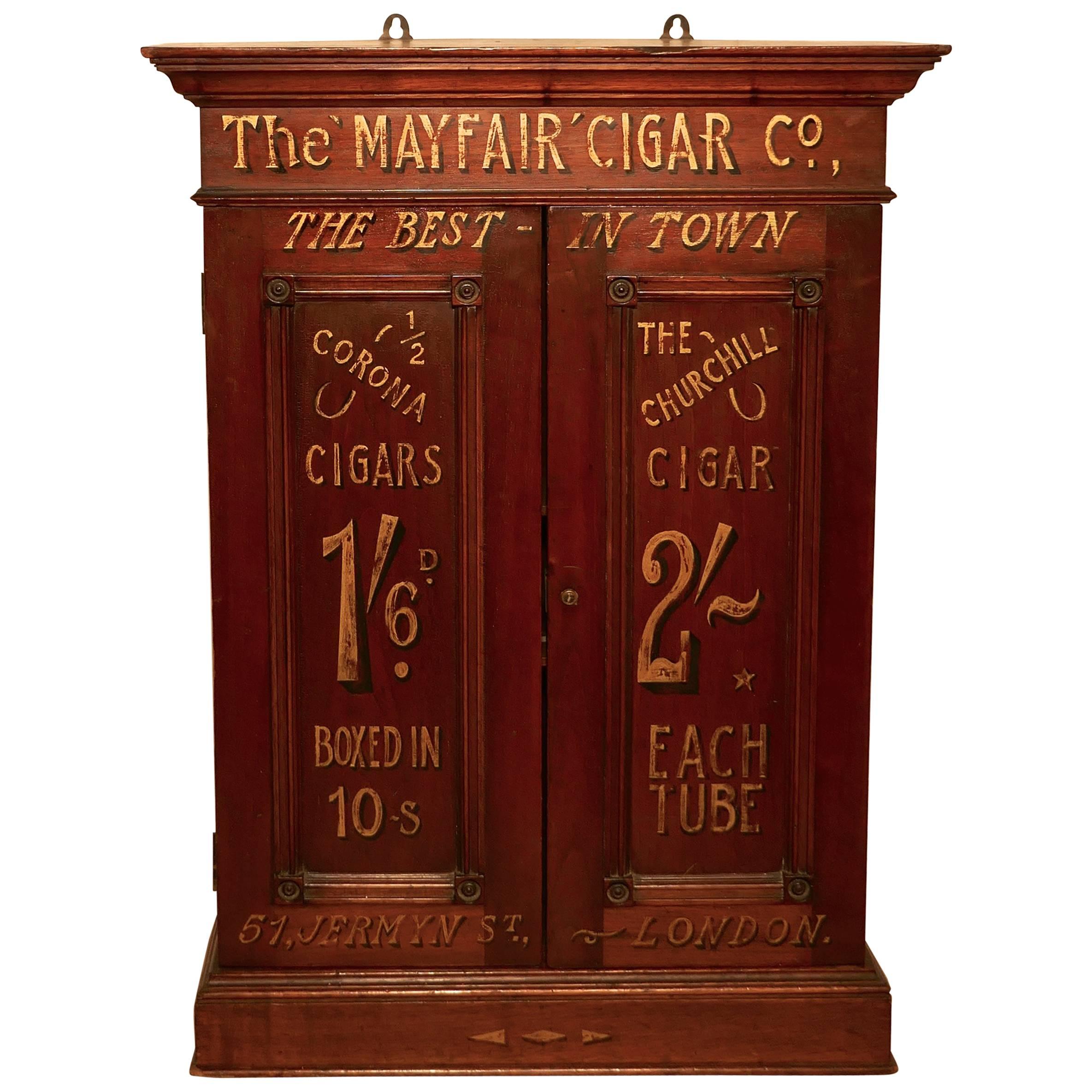 Victorian Sign Painted Cigar Store Cupboard, Shop Display