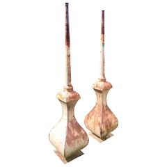 Pair of Tall French Tole Finials with Weighted Bases 11