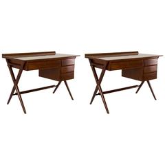 Pair of Impressive Mahogany Desks, Italy, 1950s
