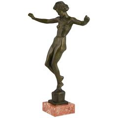 Art Deco Bronze Sculpture of a Nude Dancer David Fahrner, 1941