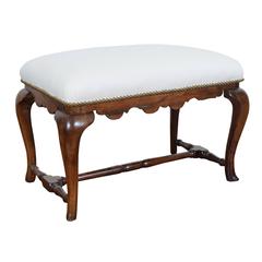 Spanish Queen Anne Style Walnut and Upholstered Bench, Mid-18th Century 7
