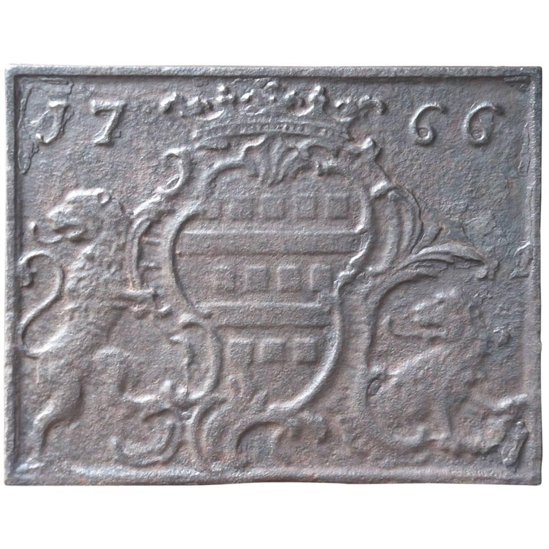 18th Century, French 'Coat of Arms' Fireback