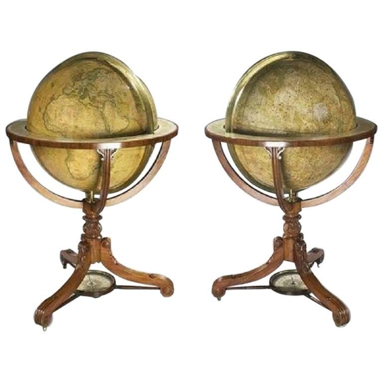 Rare Pair of Globes by Newton