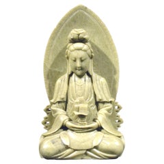 Antique Finely Carved Soapstone Buddhist Stele of Bodhisattva Avalokiteshvara Guanyin