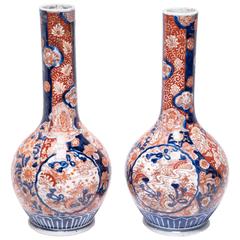 Pair of Japanese Imari Bottleneck Vases