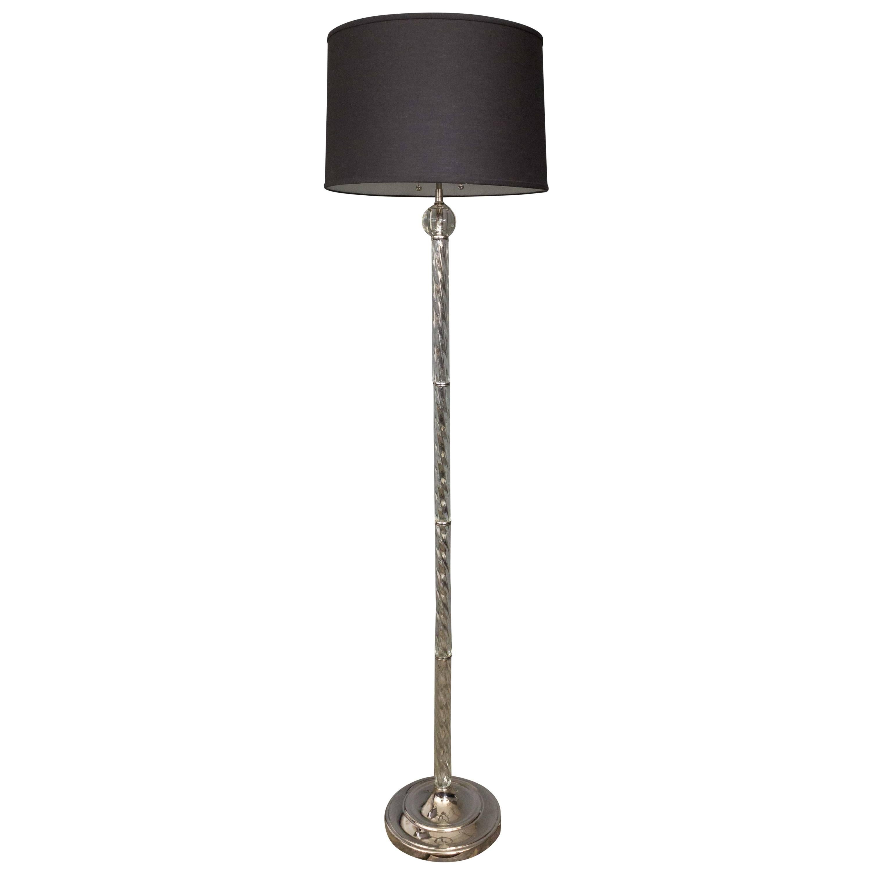 American 1930s Glass and Metal Floor Lamp For Sale