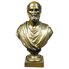 Antique A Fine Grand Tour Style Bronze Bust of a Greek Philosopher After Mathurin Moreau