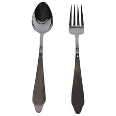 Antique Tiffany Sterling Silver Serving Pair in Clinton Pattern 7