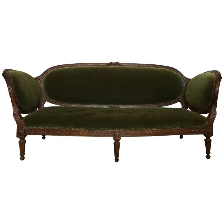19th Century Irish Mohair Sofa in Green For Sale at 1stdibs