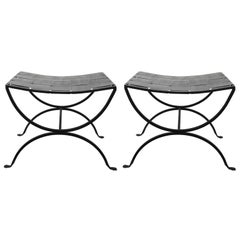 Pair of Mid Century Modern Iron Benches