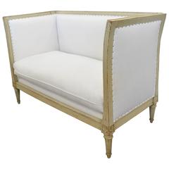 French 19th Century Painted Original Pale Green Napoleon Settee