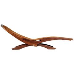 Vintage Brazilian Rosewood and Suede Lounger or Daybed, circa 1960