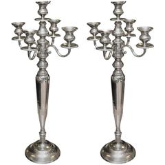 Large Empire Style Silver Plated Candelabra