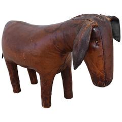 1960s-1970s Leather Donkey Footstool by Dimitri Omersa for Abercrombie & Fitch
