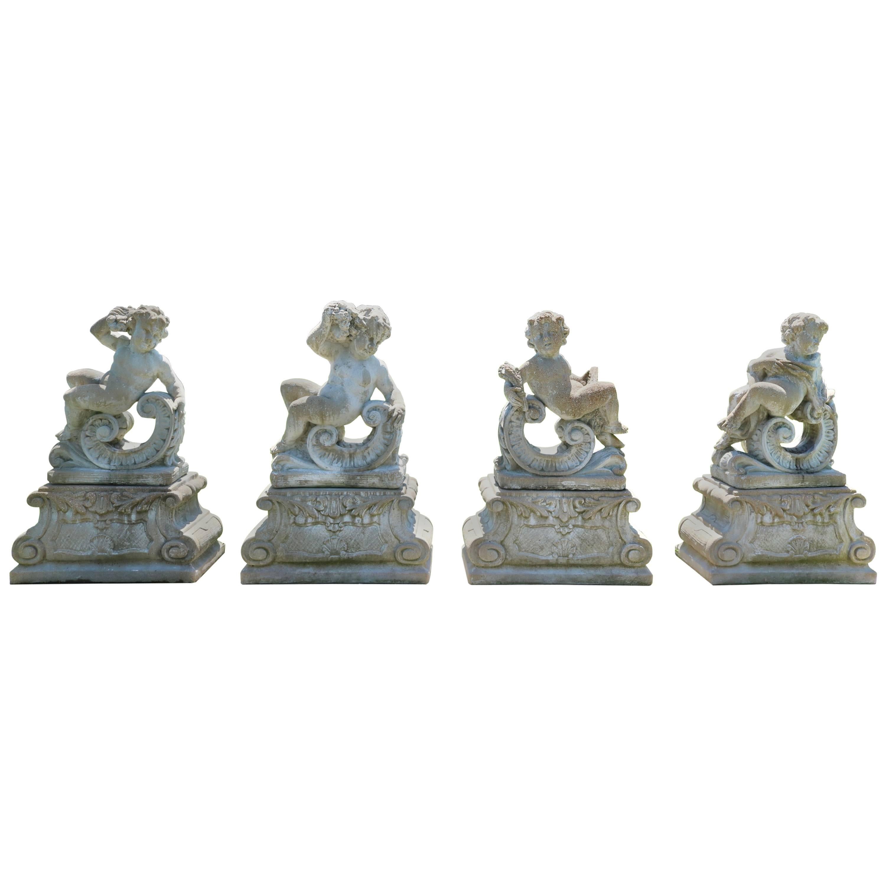  Louis XV Style Concrete Garden Sculptures of the Four Seasons