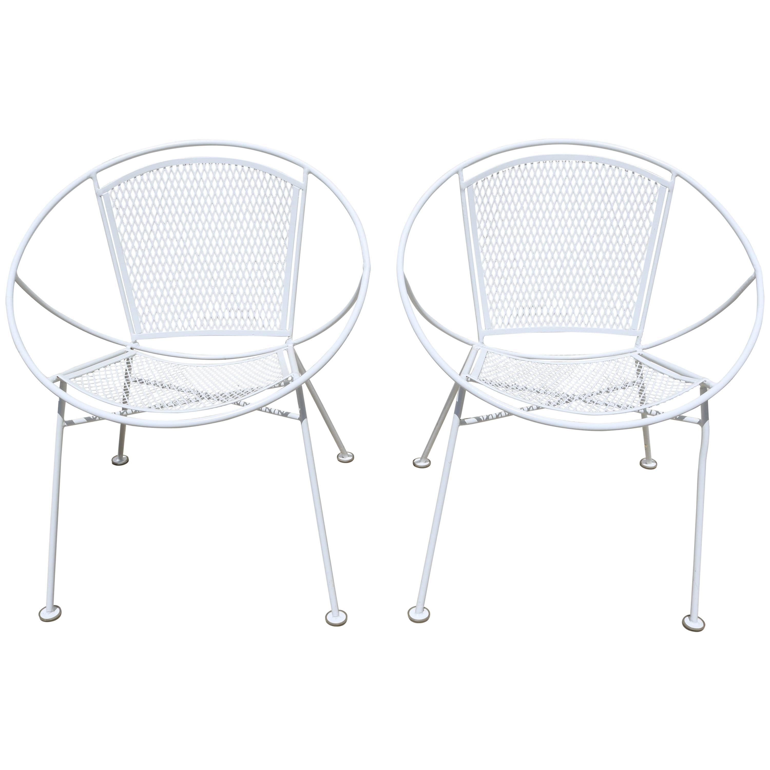 Pair of Salterini "Radar Hoop" Chairs in White by Maurizio Tempastini