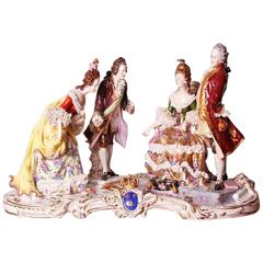 Original 19th Century Dresden Figural Couples Porcelain Group