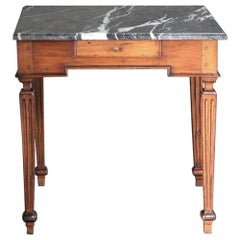 18th Century Country French Marble-Top Walnut End Table