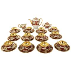 Vintage Rosenthal Gold Red White Porcelain Bone Chine Tea Coffee Set