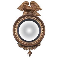 Early 19th Century English Regency Giltwood Convex Mirror with Displayed Eagle