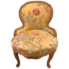 Vintage Louis XV Style Boudoir Chair with Two Tons of Gold Leaf