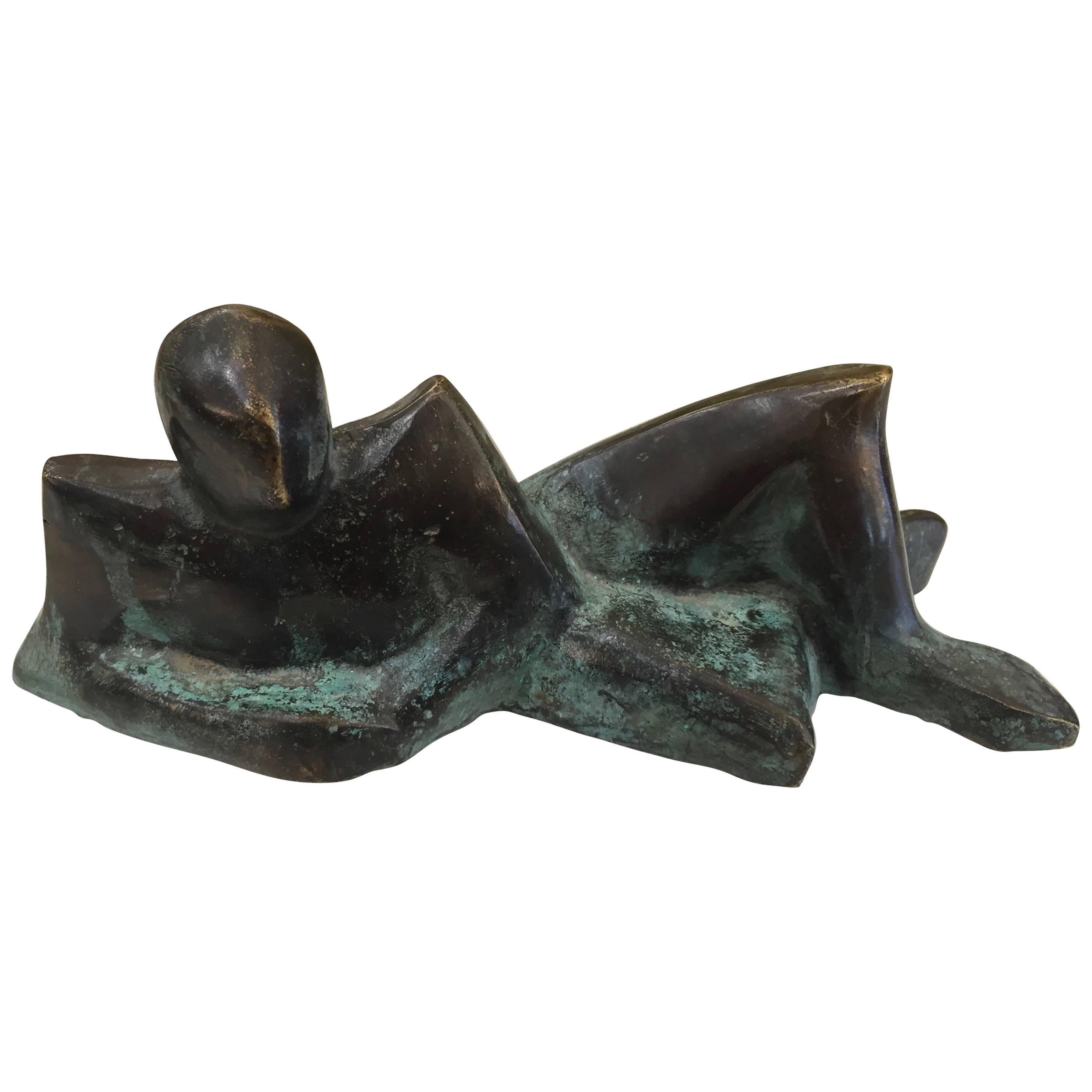 Minimalist Italian Man Bronze Sculpture Limited Edition by Giovanni Ginestroni