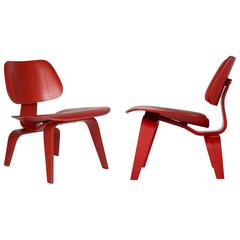 Used Charles and Ray Eames LCW Lounge Chair for Herman Miller, Set of Two