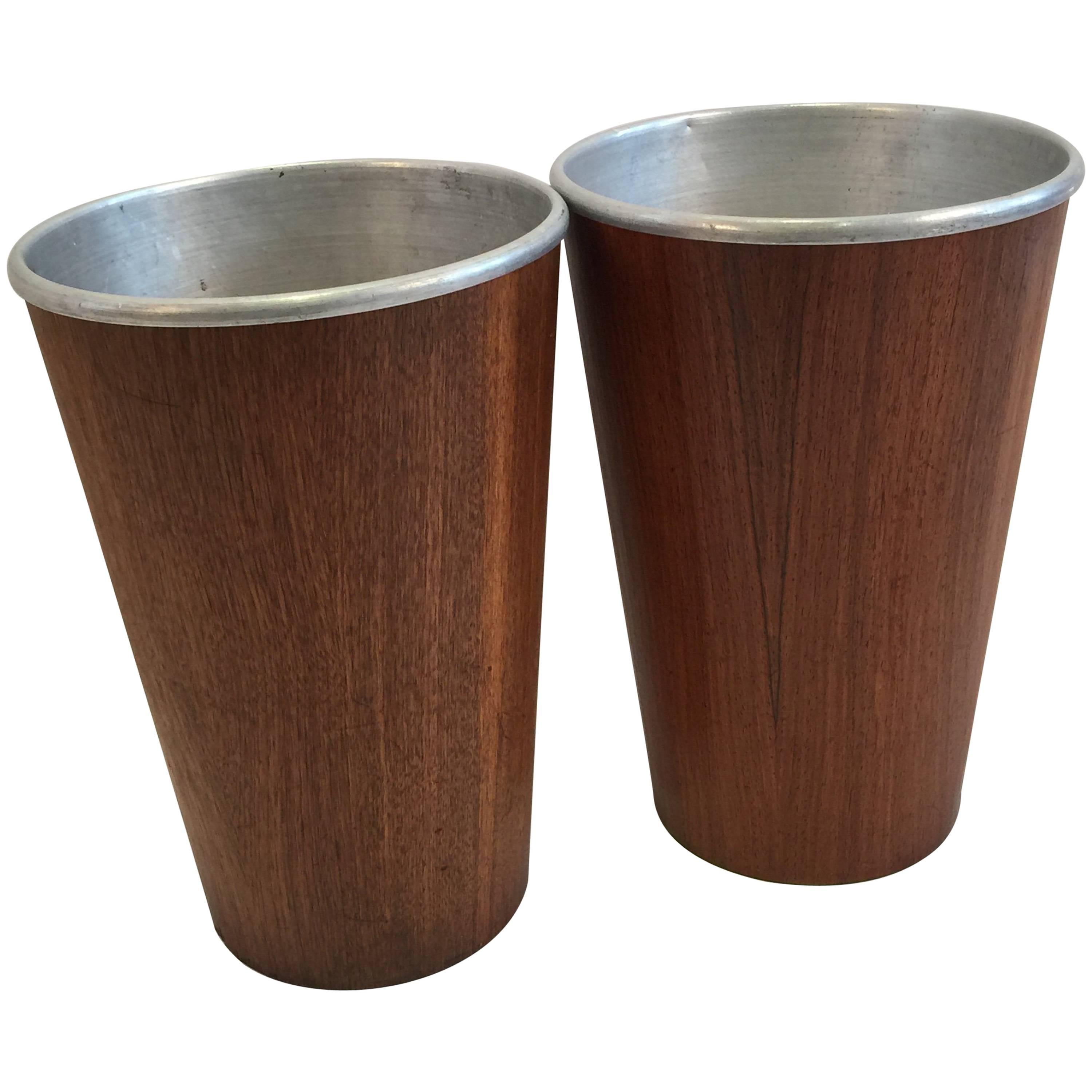 Pair of Wastebaskets with Metal Inserts by Martin Aberg for Servex