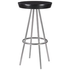 French Chrome Base Round "Mange Debout" Tall Table, 1970s 2