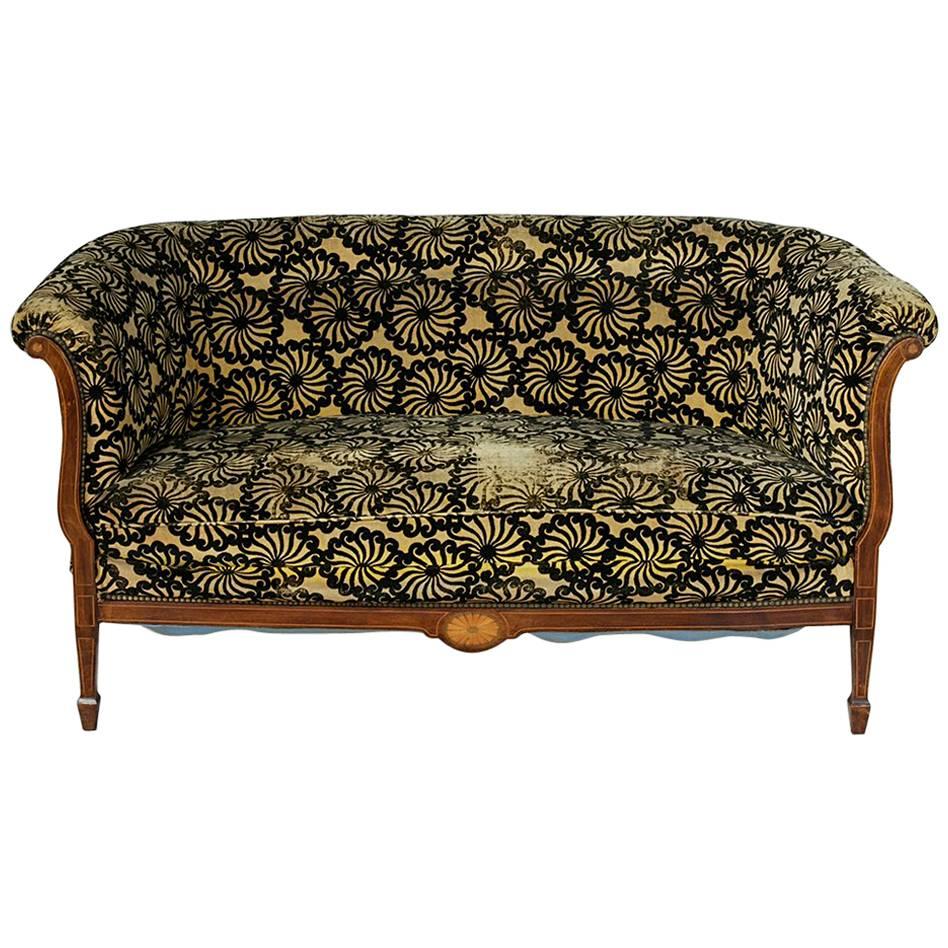 French Art Deco Period Mahogany Sofa Settee with Lemonwood and Sycamore Inlay