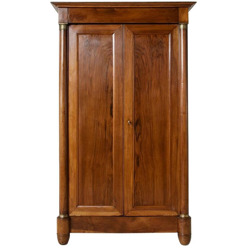 French Empire Period Small-Scale Walnut Armoire with Bronze Fittings
