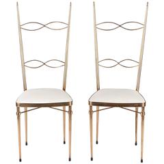 Pair of Mid-Century Italian Brass Chairs, 1960s 2