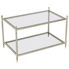 Mid-Century Silver Plated Brass Louis XVI Maison Baguès Coffee Table with Glass 12