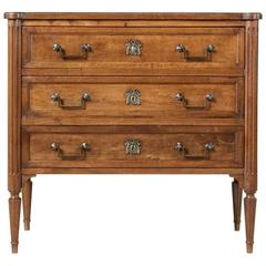 Early 20th Century Small-Scale French Louis XVI Walnut Commode Chest Nightstand