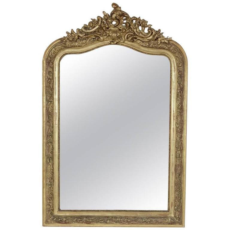 Medium Size Art Nouveau Period Louis XV Style Giltwood Mirror with Beveled Glass at 1stDibs