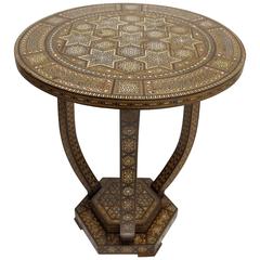 Syrian Tabouret with Inlay of Ebony, Mother-of-Pearl, Early 20th Century