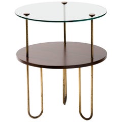 Art Deco Walnut Copper and Glass Gueridon