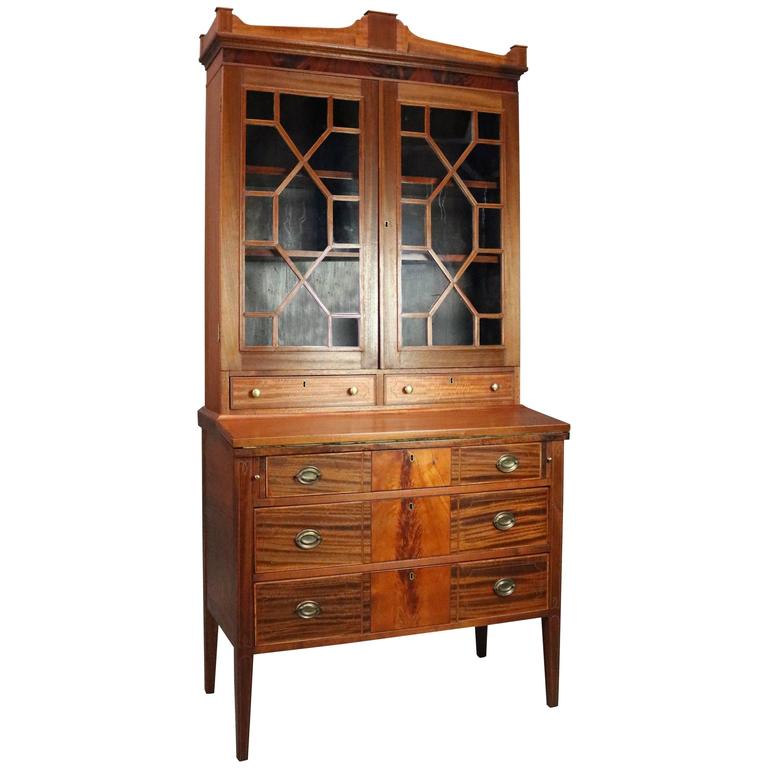 Antique American Federal Mahogany Drop Front Butler S Desk Circa